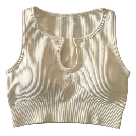 NWT-OQQ-TWO PIECE CREAM COLOR WORKOUT SET-SIZE SMALL - Picture 3 of 6